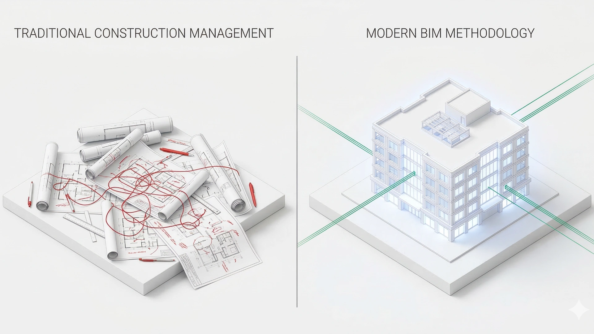 El contraste entre el caos documental tradicional y la precisión estructurada de la metodología BIM